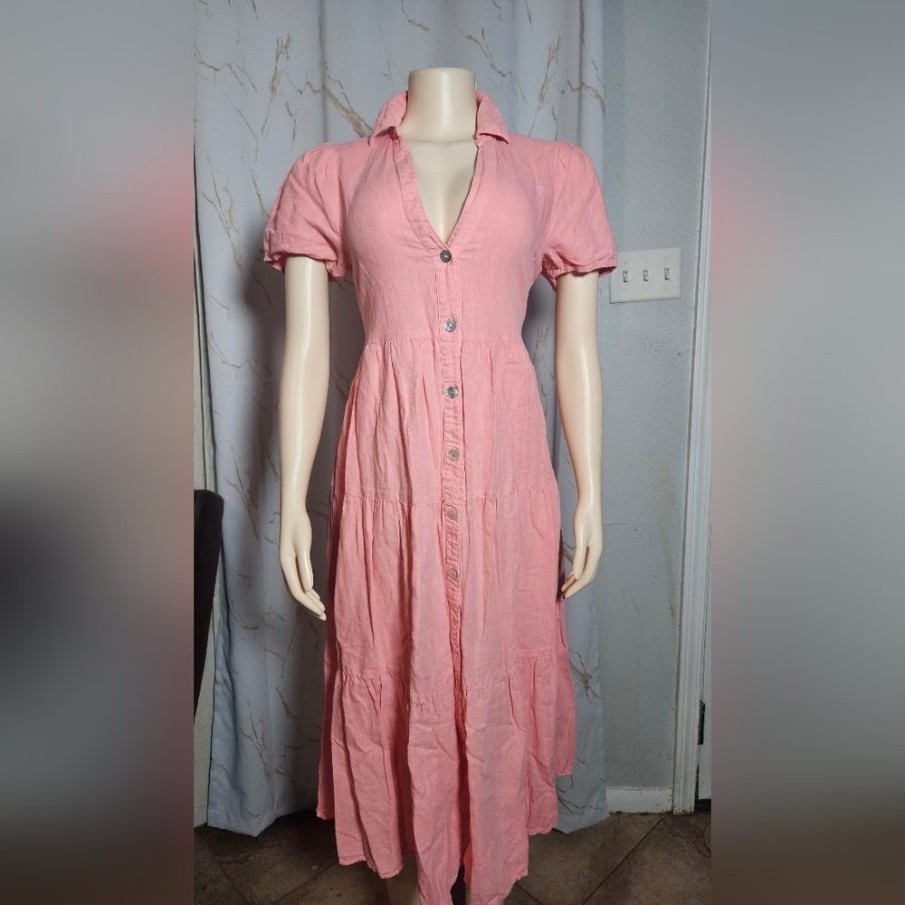 Pink Button-Down Women's Dress
